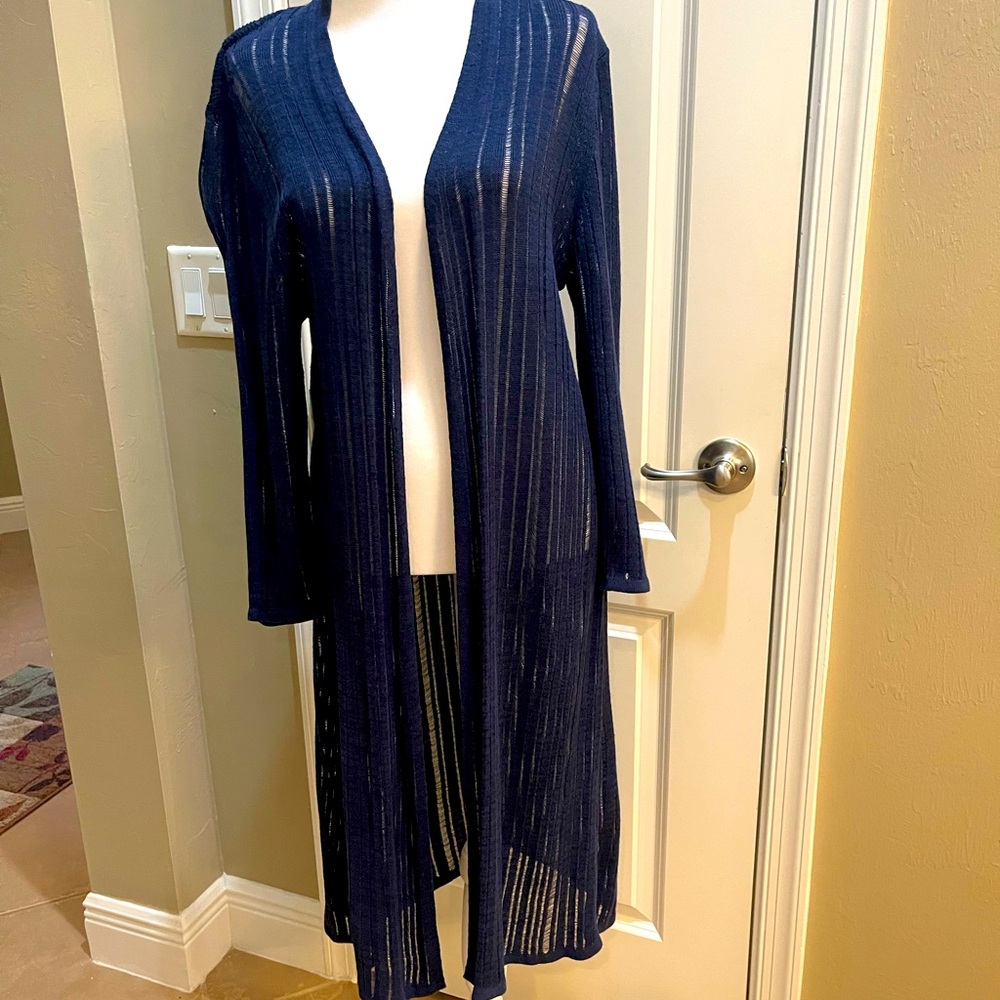 Alfani Navy Open-Knit Cardigan